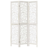 Room Divider 3 Panels White Solid Wood Paulownia 358734