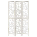 Room Divider 3 Panels White Solid Wood Paulownia 358734