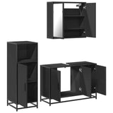 ZNTS 3 Piece Bathroom Furniture Set Black Engineered Wood 3300950