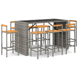7 Piece Garden Bar Set Grey Poly Rattan& Solid Wood Acacia 3187703