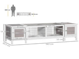 Rabbit Hutch and Run, with Removable Tray - Grey T3398P350076