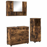 Bathroom Furniture Set with Drawer with Shelf 3 pcs Smoked Oak 3393028