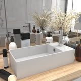 Bathroom Sink with Overflow Ceramic Matt White 146987