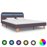 Bed Frame with LED without Mattress Taupe Fabric 150x200 cm King Size 281094