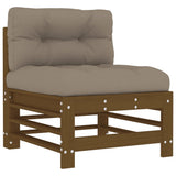 Middle Sofa with Cushions Honey Brown Solid Wood Pine 825663