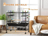Large Hamster Cage, Gerbil Cage with Tubes, Storage Shelf, Ramps, Platforms, Running Wheel - Black T3398P350098