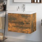 Sink Cabinet with Built-in Basin Smoked Oak Engineered Wood 3152870