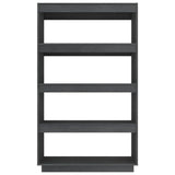 Book Cabinet/Room Divider Grey 80x35x135 cm Solid Wood Pine 810891