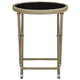 Tea Table Beige 60 cm Poly Rattan and Tempered Glass 310559