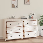 ZNTS Sideboard White 140x35x80 cm Solid Wood Pine 3114080