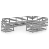 10 Piece Garden Lounge Set Grey Solid Pinewood 3075816