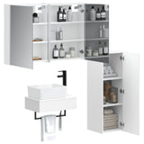 Bathroom Furniture Set 4 pcs White Engineered Wood and Glass 3407399
