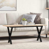 Coffee Table X-Frame 110x40x45 cm Solid Wood Pine and Steel 3282689