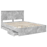 Bed Frame with Drawer Concrete Grey 150 x 200 cm Engineer Wood 3411106