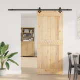 Sliding Door with Hardware Set 95x210 cm Solid Wood Pine 3332734