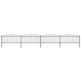 ZNTS Garden Fence with Spear Top Steel x6.8 m Black 277706