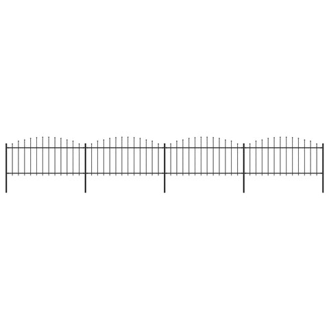 ZNTS Garden Fence with Spear Top Steel x6.8 m Black 277706