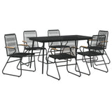 7 Piece Garden Dining Set Black PVC Rattan 3060270
