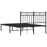 Metal Bed Frame without Mattress with Headboard Black 120x190cm 373688