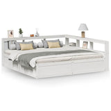 Bookcase Bed without Mattress White 200x200cm Solid Wood Pine 3324449