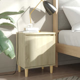 Bed Cabinets with Solid Wood Legs 2 pcs Sonoma Oak 40x30x50 cm 805822