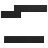 TV Cabinet Set with Drawer 7 pcs Black Oak Engineered Wood 3393487