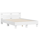 Bed Frame with LED White 137 x 190 cm Engineered Wood 3402851