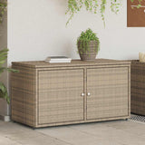 Garden Storage Cabinet Beige 110x55x60.5 cm Poly Rattan 365570