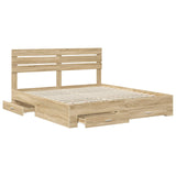 Bed Frame with Drawer with Headboard Manual Engineered Wood 3411616