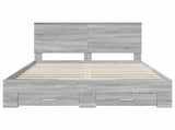 Bed Frame with Drawer Grey Sonoma 160 x 200 cm Engineered Wood 3409629