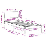Bed frame Brown and dark grey 80 x 200 cm Solid pine wood 878570