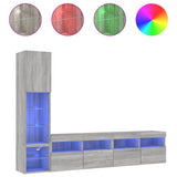 4 Piece TV Wall Units with LED Grey Sonoma Engineered Wood 3216716
