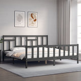 Bed Frame without Mattress Grey 200x200 cm Solid Wood Pine 3193163