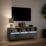 TV Wall Cabinet with LED Lights Concrete Grey 130x31x45 cm 852344