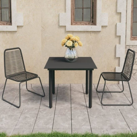 ZNTS 3 Piece Garden Dining Set PVC Rattan Black 3060130