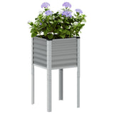 ZNTS Garden Planter Grey 45x45x88 cm Steel 4008964