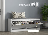 Shoe Storage with Seat, Upholstered Entryway Bench, Shoe Bench with 2 Flip Drawers and 2 Vents for 8 T3398P344379