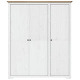 Wardrobe "BODO" White and Brown 146x53,5x173cm Solid Wood Pine 355063
