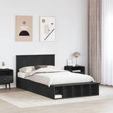 Bed Frame with Shelf Manual Black 135 x 190 cm Engineered Wood 3408376