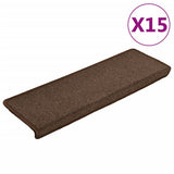 Stair Mats 15 pcs 65x21x4 cm Brown Rectangular Edge 134571