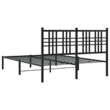 Metal Bed Frame without Mattress with Headboard Black 140x200cm 376325