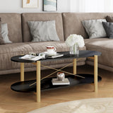 Coffee Table Black Engineered wood, Solid pine wood, Metal Regular 345688
