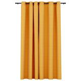 Linen-Look Blackout Curtains with Grommets Yellow 290x245cm 321195