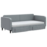 Daybed with Trundle and Drawers Light Grey 90x190 cm Fabric 3196891
