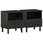 ZNTS Bedside Cabinets 2 pcs Black 40x33x46 cm Solid Wood Mango 356826