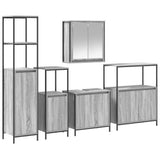 Bathroom Furniture Set with Shelf 5 pcs Grey Sonoma and Black 3328387
