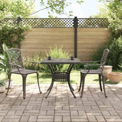 ZNTS 3 Piece Bistro Set Bronze Cast Aluminium 3216345