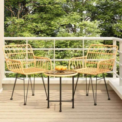 ZNTS 3 Piece Garden Dining Set Poly Rattan 3157829