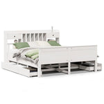 ZNTS Bookcase Bed without Mattress White 180x200 cm Super King Solid Wood Pine 3308913
