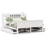ZNTS Bookcase Bed without Mattress White 180x200 cm Super King Solid Wood Pine 3308913